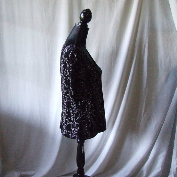 Ronnie Nicole blouse shirt top plus size silver black evening vintage whimsigoth - Picture 2 of 14